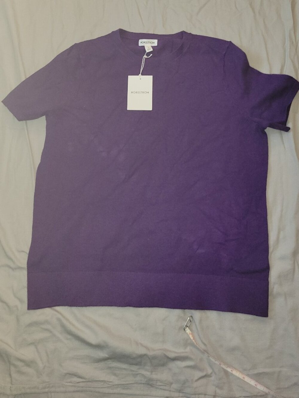Nordstrom Slim Fit Crew Neck Short Sleeve Sweater Women's L